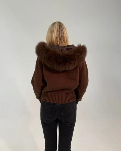 FUR ZIP JACKET CHOCOLATE