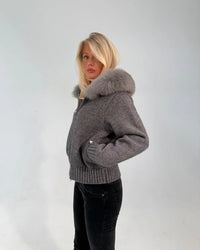 FUR ZIP JACKET GREY