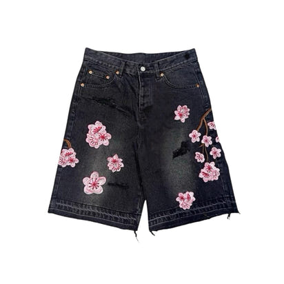 FLMNGO Flower Denim Shorts