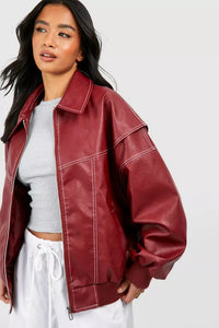 Leather Look Viral Bomber Jacket